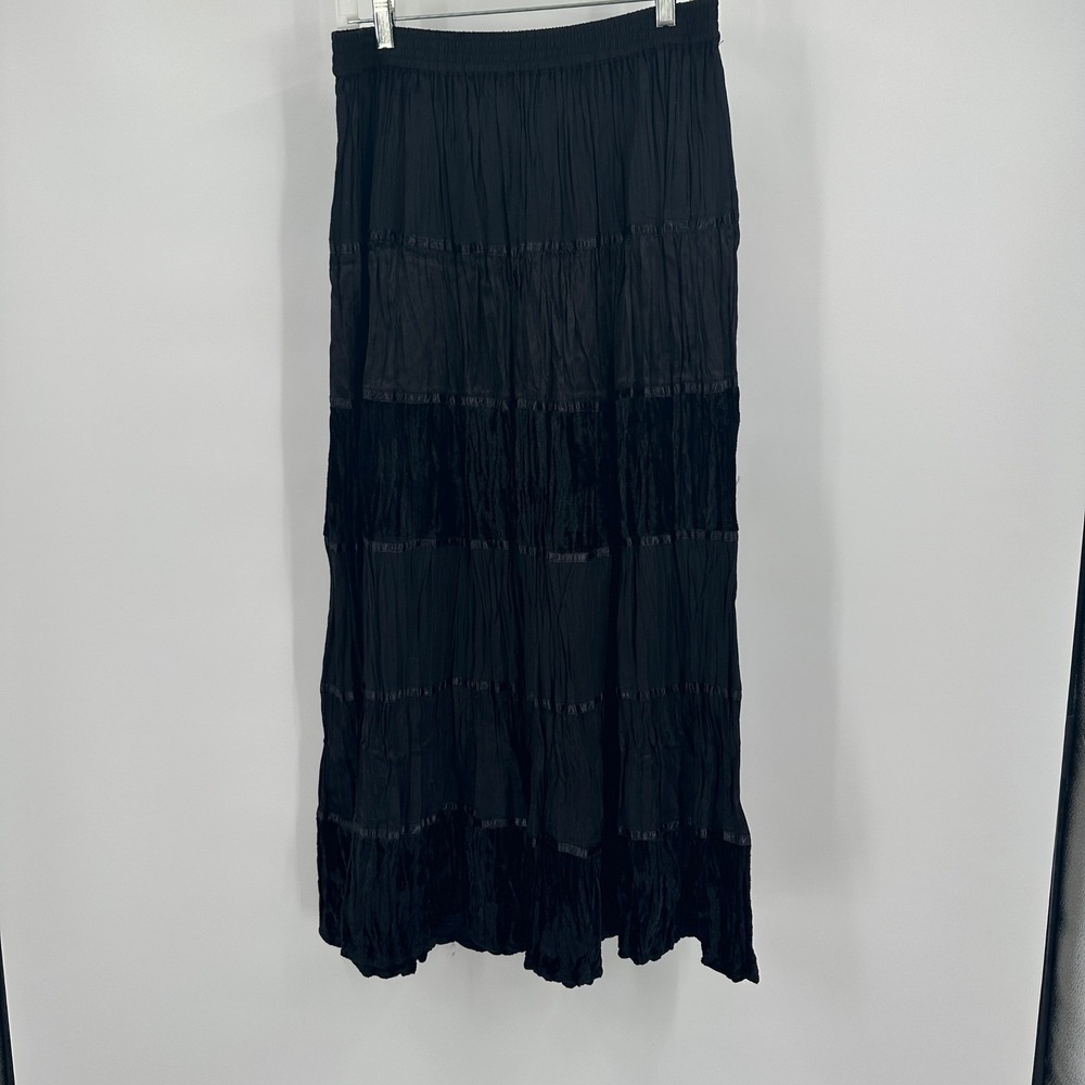 Womens Boho Broomstick Tiered Maxi Skirt Size 14 Peasant Victorian Modest Flowy - Picture 1 of 8